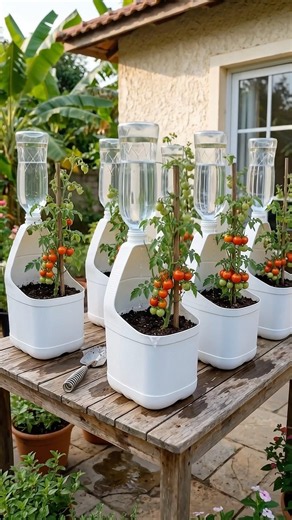 Want a massive tomato harvest? Try this simple self-watering system! 🍅