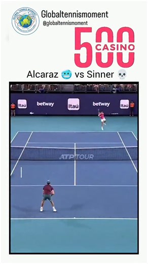 best tennis moments on Instagram: "Is this the greatest rally of the decade? 🤯 Watch as Jannik Sinner and Carlos Alcaraz turn the court into a video game! This wasn’t just a point; it was a statement. During their legendary semifinal clash at the 2023 Miami Open, these two young titans pushed the boundaries of what’s possible on a hard court. From Alcaraz’s insane defensive gets and that signature "squash shot" to Sinner’s relentless power and clinical finish at the net, this 25-shot exchange h