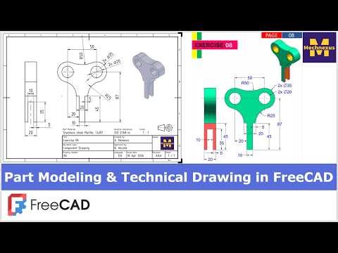 Part Modeling and Technical Drawing in FreeCAD | FreeCAD Tutorial | Learn FreeCAD | Mechnexus |