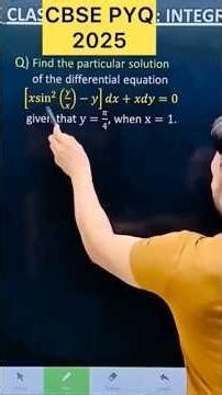 Q) Find the particular solution of the differential equation. [𝑥sin^2 (𝑦/𝑥)−𝑦]𝑑𝑥+𝑥𝑑𝑦=0