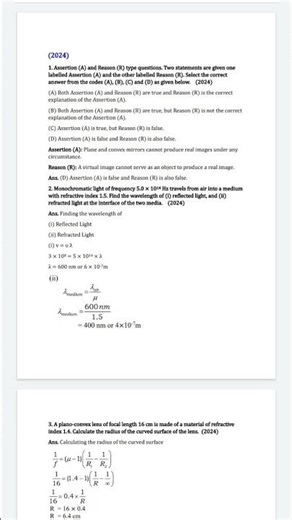 Ray optics and optical instrument important questions class 12