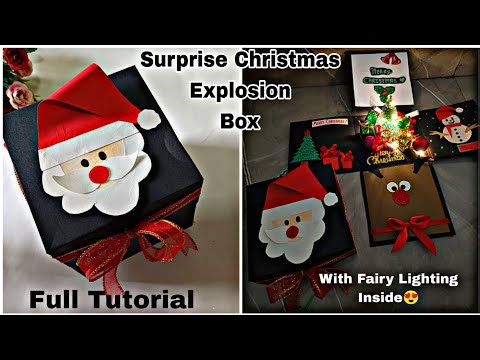 Christmas Explosion Box Tutorial|| Surprise Christmas gift box || Christmas Gift Idea