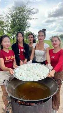 Cooking yummy deep fried eggs salt boil recipe