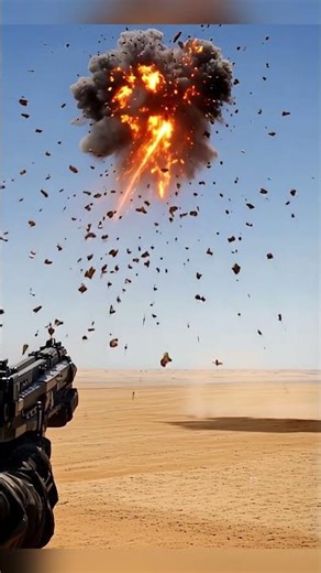 ⚡ Laser Gun Blasts 🚀 Futuristic Spaceship in Desert 🌵 – Insane Sci-Fi Destruction! #shorts