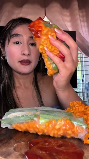 buldak and takis spring rolls mukbang | asmr | i loveddd this combo🔥 #buldakspringrolls #foodie #eatingshow