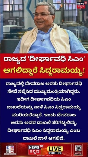 Siddaramaiah Will Break Devraj Arasu Record | ರಾಜ್ಯದ ದೀರ್ಘಾವಧಿ ಸಿಎಂ ಆಗಲಿದ್ದಾರೆ ಸಿದ್ದರಾಮಯ್ಯ | N18S