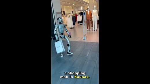 First robot walks through Kaunas mall