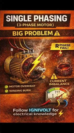 Motor jalne ka main reason ⚠️ Single Phasing Explained #electricalengineering #Motor