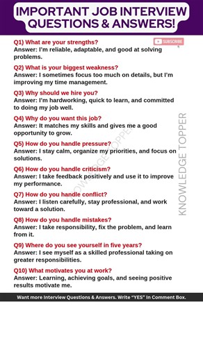 10 Frequently Asked Interview Questions and Answers