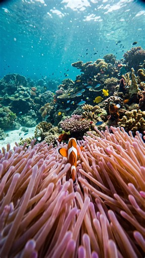 Exploring the Vibrant Coral Reef with Clownfish 🐠 | Underwater Wonders 4K