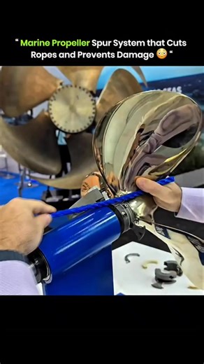 EDUCATION | SCIENCE FACTS on Instagram: "⚓ Marine Propeller Spur System: Cutting Rope Before It Causes Damage 🌊 • Marine propellers are vulnerable to ropes, fishing lines, and nets in the water. • A propeller spur system is a sharp, fixed blade device mounted near the propeller shaft. • As the propeller rotates, trapped ropes are pulled into the spur and sliced cleanly. • This prevents lines from wrapping around the shaft, which can cause engine failure. • The system works automatically—no sens