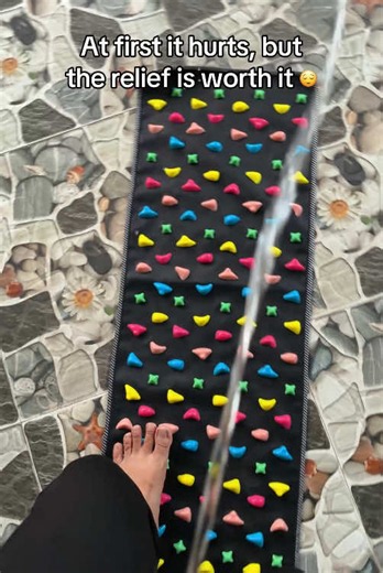 A few minutes on this mat and I'm ready again 🥹👣 #footmassage #acupressuremat #plantarfasciitis #footpainrelief #funny