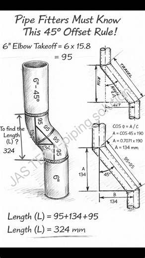 Pipe fitters must know this 45-degree offset rule.