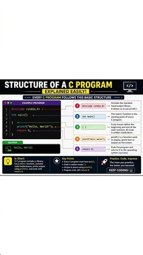 Structure of a C Program | #ComputerScience #BeginnerProgrammer #YouTubeShorts