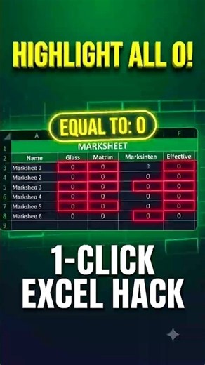 How to Auto Highlight Zero (0) in Excel! ⚡