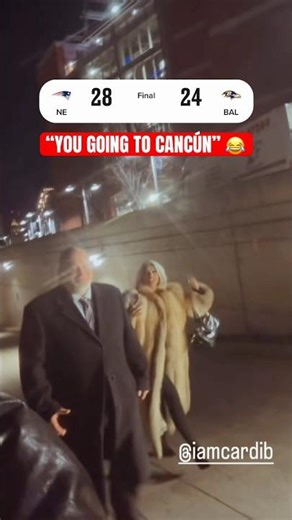 Cardi B talking trash after Patriots beat Ravens 😅 (via ashcash_legit/IG)