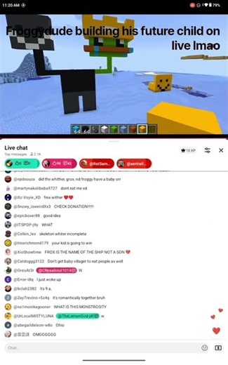 Froggydude building his future kid 🥹🥹🥹 (on live) #frox #froggydude #grox #fanchild #live