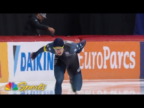 Jordan Stolz BREAKS 1000m track record en route to second World Cup title in Germany | NBC Sports