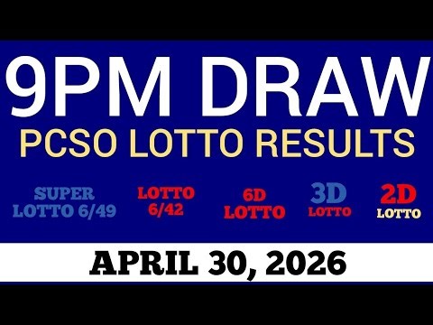 Lotto Result Today 9pm Draw April 30, 2026 Swertres Ez2 PCSO Live Result