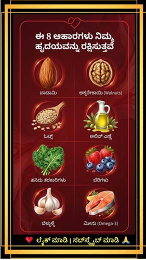 ಈ 8 ಆಹಾರಗಳು ನಿಮ್ಮ ಹೃದಯವನ್ನು ರಕ್ಷಿಸುತ್ತವೆ #kannada #shorts #viral