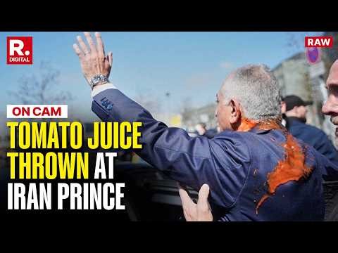 Reza Pahlavi Splattered With Tomato Juice Amid Rising Tensions In Tehran | Berlin Protest | Iran War