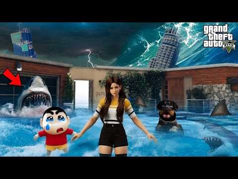 Shinchan & Kalai Survive Massive Tsunami 😱 GTA 5 Tamil