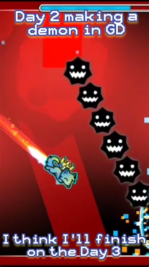 Day 2 making a level in Geometry Dash! #geometrydash #geometrydashdemon #geometrydashlevelcreator