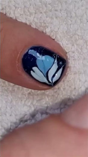 Blue Winter Flower Nail Art | Sparkle Nails For Beginners | #naildesign