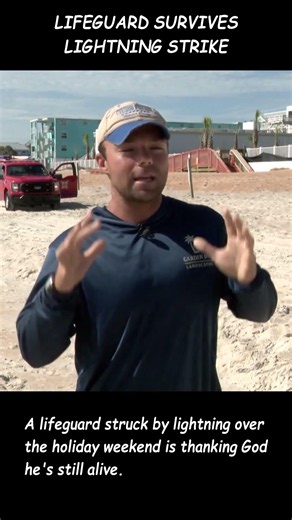 Lifeguard survives lightning strike