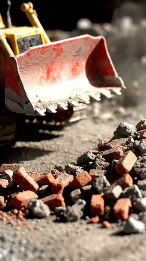 Heavy Machinery in Action: Bulldozer Moves Rubble! 🏗️