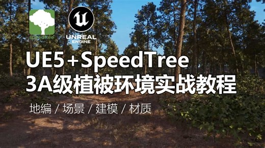 UE5+SpeedTree 3A级植被环境实战教程丨地编 / 场景 / 建模 / 植被