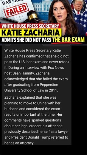 White House Press Secretary Katie Zacharia Admits She Failed the Bar Exam #news