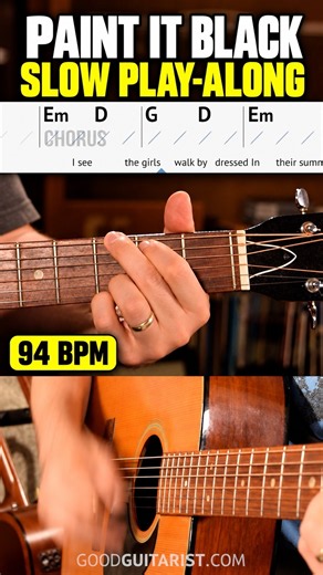 Paint It Black on Guitar at 94 BPM (SLOWWW) #guitarlesson #guitarcraft