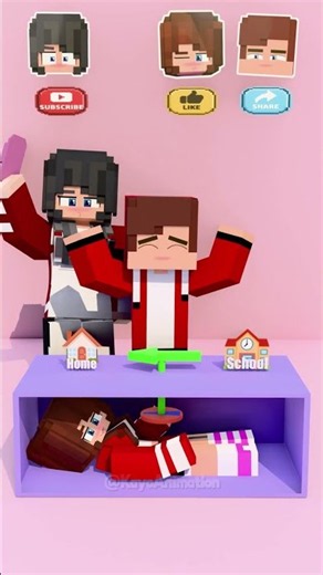 JJ & JJ Sister Arrow Challange Stay Home Or Go To school 🏠🏫🤣 - MAIZEN Minecraft Animation