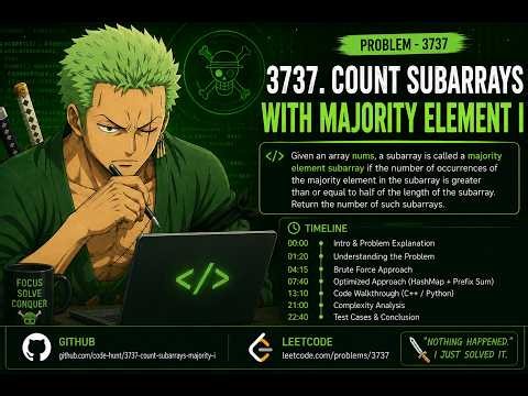 🚀 LeetCode 3737 - Count Subarrays With Majority Element I | Full Explanation + Optimized Approach