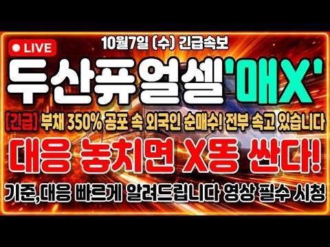 [두산퓨얼셀 주가전망] 부채비율 350% 공포에 다 팔았죠? 그 사이 외국인 조용히 쓸어담는 중입니다!