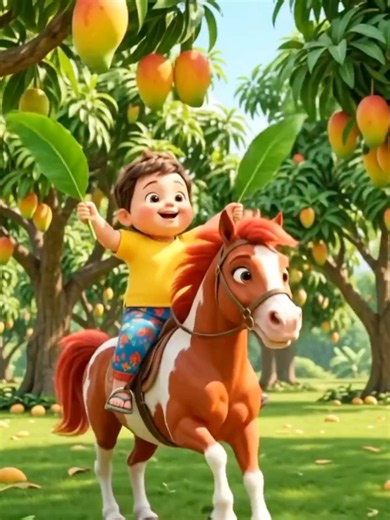 Funny Horse & Cute Kids: A Magical 3D Cartoon Adventure 🐴🥭