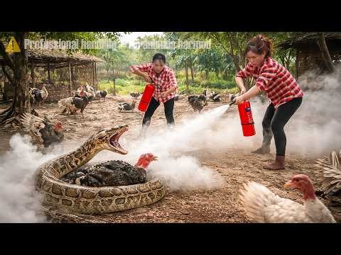 72-hour terrifying discovery - giant python hidden in farm attacks turkey farm