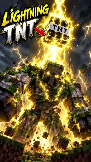⚡ I Dropped LIGHTNING TNT on a MUTANT GOLEM! 😱💛 #Minecraft