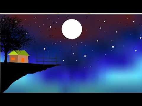 How to drawing ms paint🌴How to drawing paint in computer🎇ms paint drawing🎇night scenery