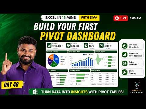📊 Build Your First Pivot Dashboard (Tamil) | Excel in 15 Mins with Siva | Day 40