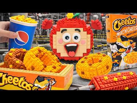 ASMR LEGO Story Cheetos Factory Donut, Burger, Chicken, Korean Noodles In Speech