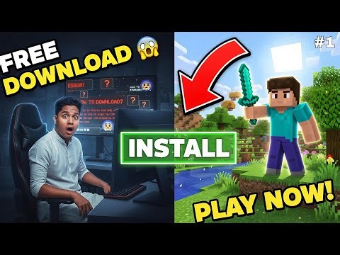 How to Download Minecraft on PC 😱 | Beginner Guide Hindi + First Survival Gameplay #1