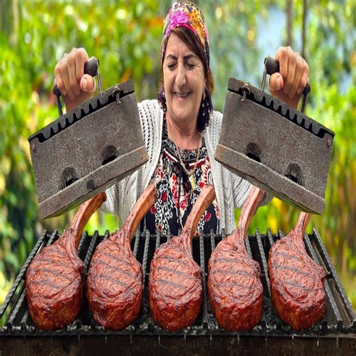 Grandma Cooks Steak Under 100 Year Old Coal Iron You Have to See This! #food #foodie #reelsfypシ #reelschallenge | Chef Grandma Cooking