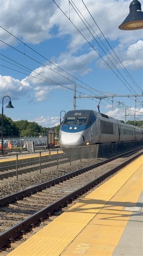 Amtrak legacy Acela flying through Mansfield at 150 mph