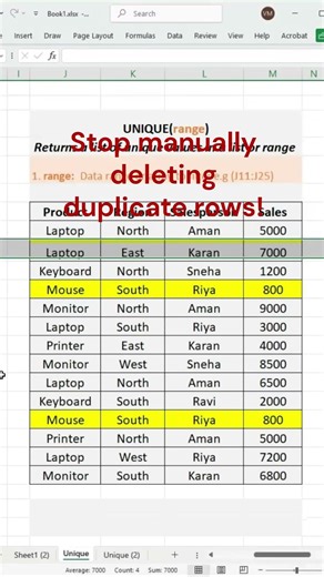 Remove Duplicates Instantly in Excel 🔥