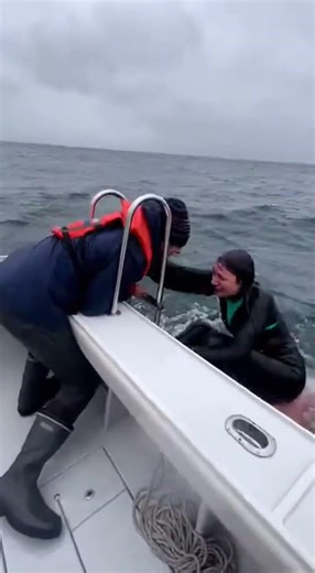 Giant Squid Grabs Swim Ladder as Couple Scrambles Onto Boat