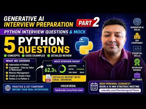Generative AI Interview Preparation Part 2 🔥 | Python Questions TCS, Real Mock + Answers (2026)