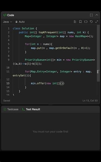 Top K Frequent Elements in Java 🔥 | LeetCode | Dsa | java | Heap + HashMap Trick #shorts #dsa #java