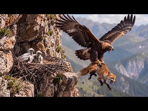 Golden Eagles Defend Their Chicks From a Red Fox Wildlife Documentary